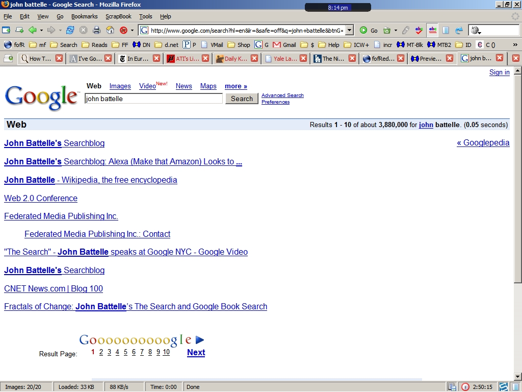 sample google search results